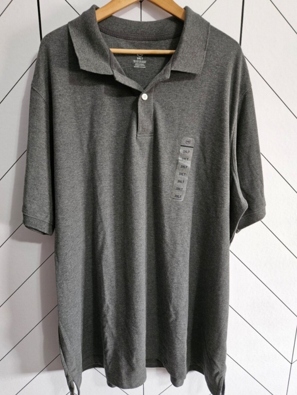 NWT HB by DXL Dark Grey Polo Shirt, Men's 3XLT